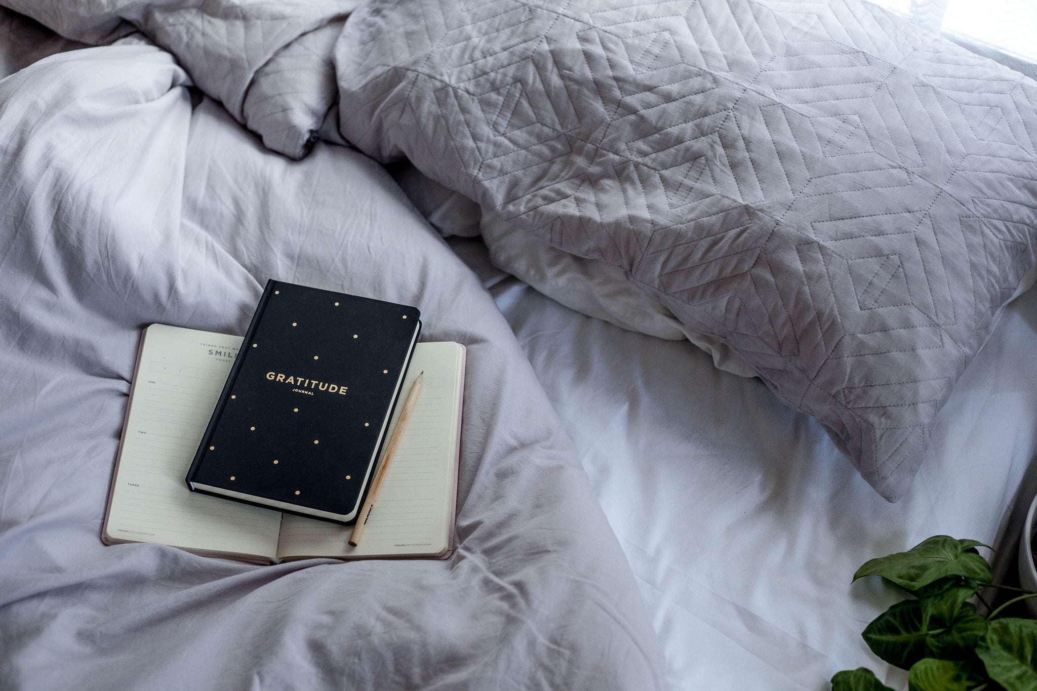 Gratitude Journal on bed